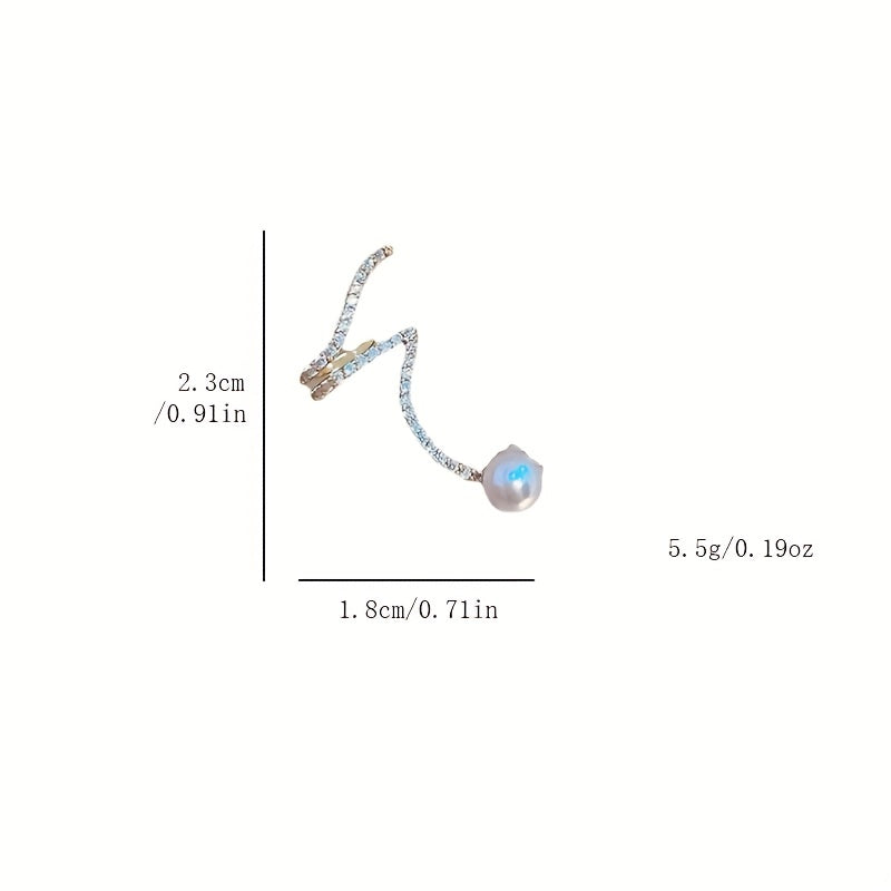 One Pair of Exquisite 925 Sterling Silver Needle Faux Pearl Stud Earrings with Ear Clips - Unique, Elegant, and Durable Jewelry for Women, Perfect for Banquet, Party, or Daily Wear Decor