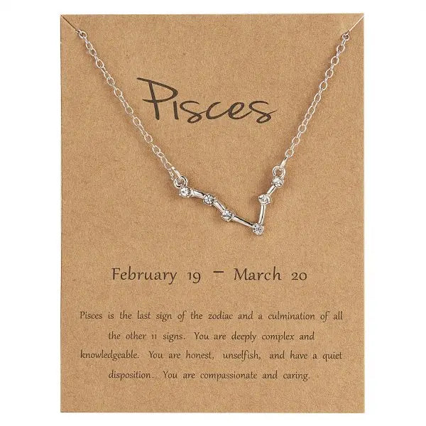 12 Constellation Zodiac Sign Necklace For Women Silver Color Jewelry Leo Aries Pendant Horoscope Necklace Chain Choker Gift