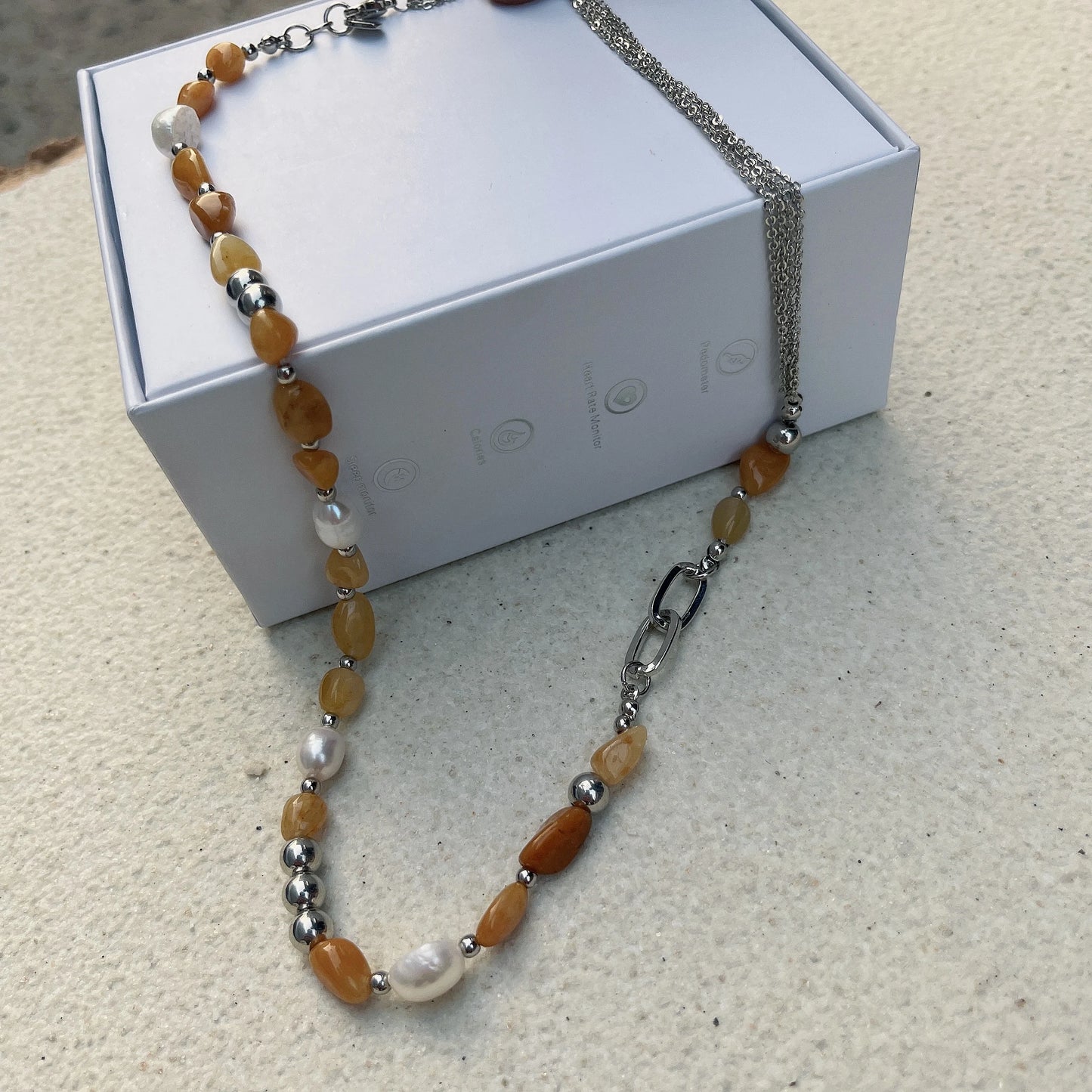 kshmir Natural stone blue crystal necklace baroque natural freshwater pearl niche design feeling fresh clavicle chain women