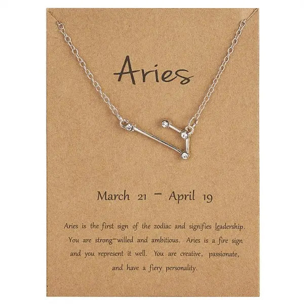 12 Constellation Zodiac Sign Necklace For Women Silver Color Jewelry Leo Aries Pendant Horoscope Necklace Chain Choker Gift