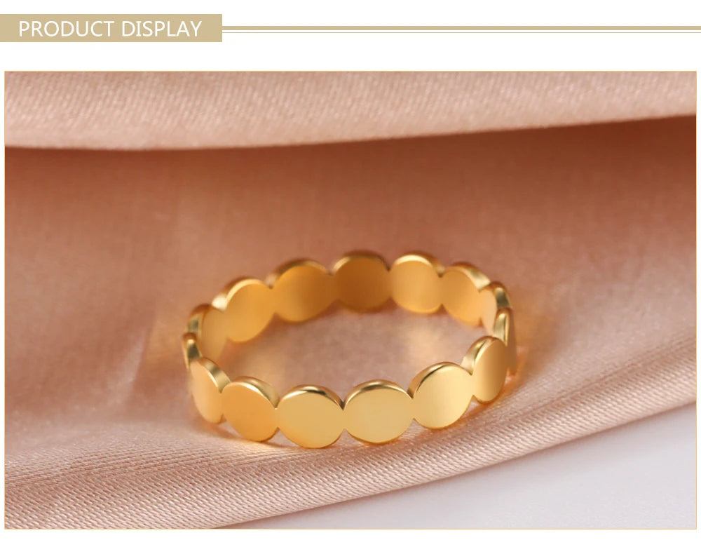 Skyrim Fashion Geometric Round Minimalist Rings for Women Girls Gold Color Stainless Steel Ring Wedding Party Jewelry Wholesale