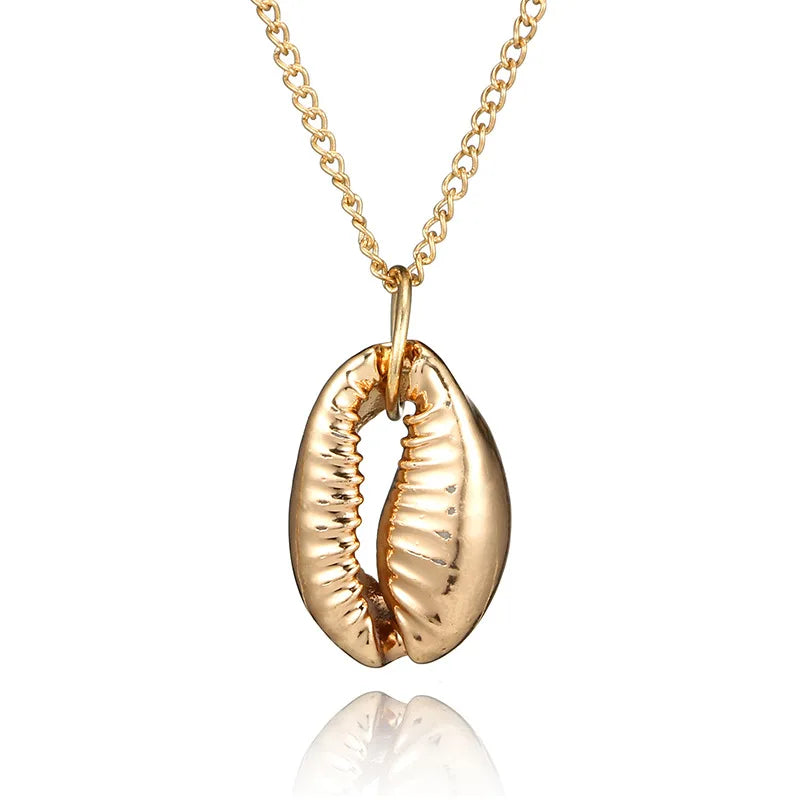Women Necklace Boho Beach Sea Shell Cowrie Pendant Gold/Silver Plated Chain Necklace Fashion Jewelry Best Gifts