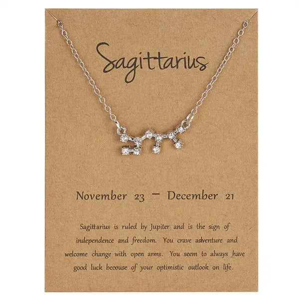 12 Constellation Zodiac Sign Necklace For Women Silver Color Jewelry Leo Aries Pendant Horoscope Necklace Chain Choker Gift