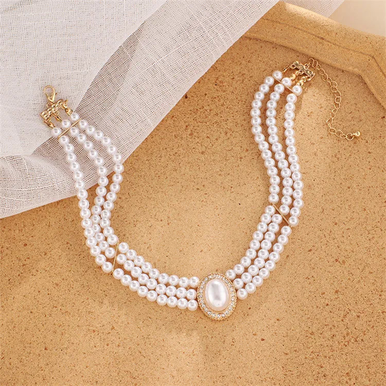 Natural Pearl Necklace Fashion Vintage Elegant Versatile Multilayer Chokers for Women's Wedding Jewelry Gift Collarbone Chain