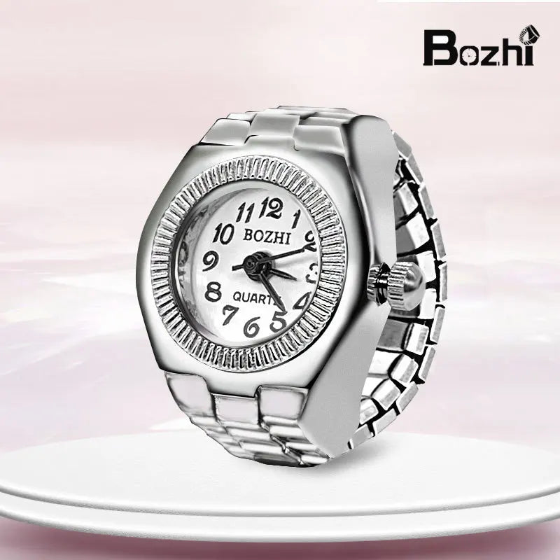 Y2K Punk Quartz Watch Rings for Couple Women Man Hip Hop Mini Elastic Stretchy Watch Finger Ring Retro Fashion Jewelry Gift