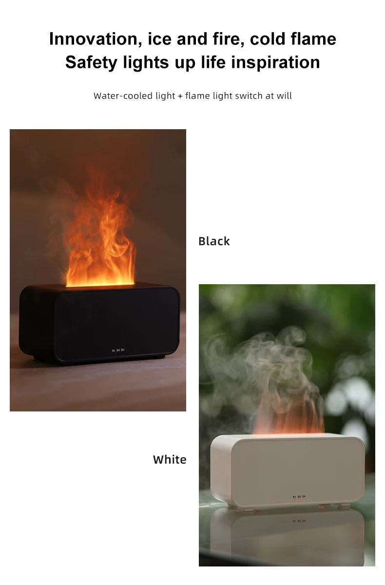 Aroma Diffuser Simulation Colorful Flame Air Humidifier Can add Essential Oil Timing Setting Ultrasonic Cool Mist Maker Fogger