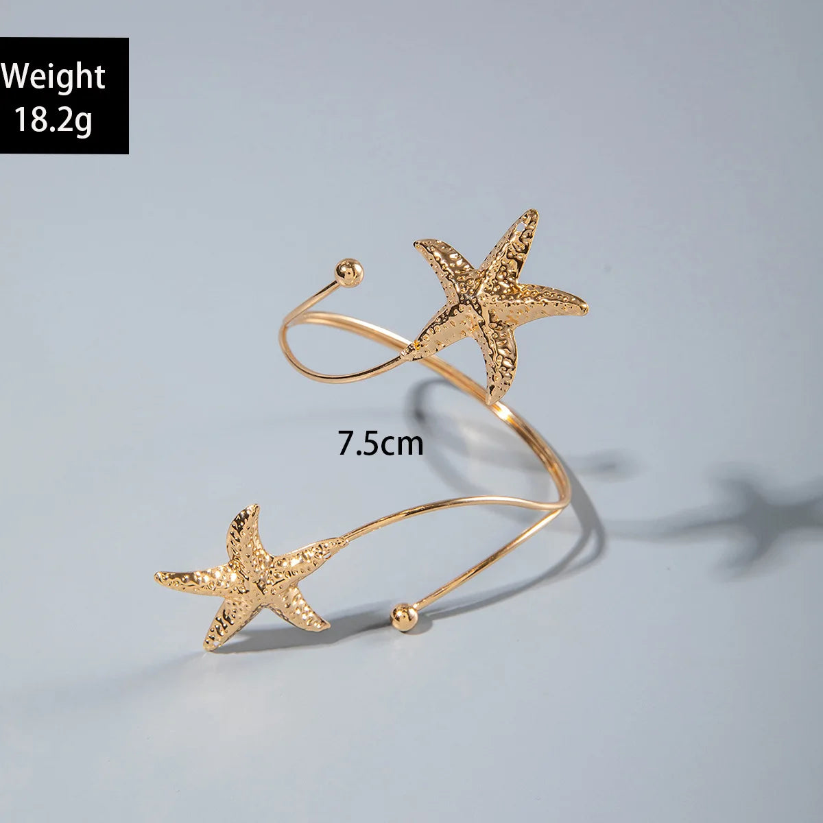 Bohemian Metal Starfish Open Arm Bracelet for Women String Leaf Wave Flower Ins Style Cuff Arm Bangle Beach Party Jewelry Gift