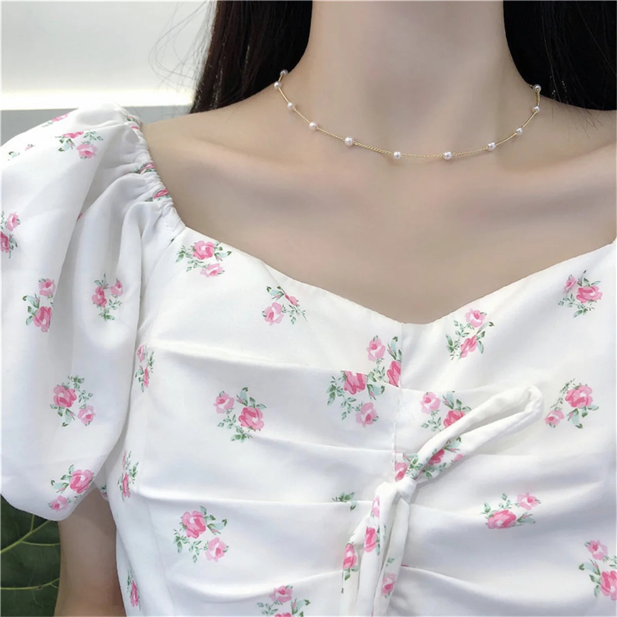 Minimalist Imitation Pearl Long Tassel Necklace For Women Ladies Elegant White Pearl Choker Clavicle Chain Wedding Party Jewelry