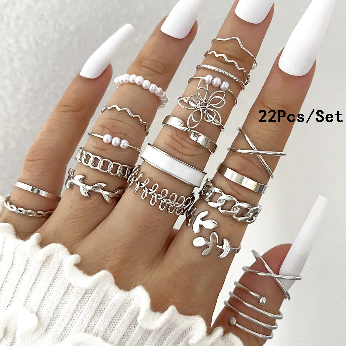 23Pcs Fashion Knuckle Rings Set For Women Crystal Star Moon Eye Wave Gold Silver Color Rings Female Trendy Party Jewelry Gift