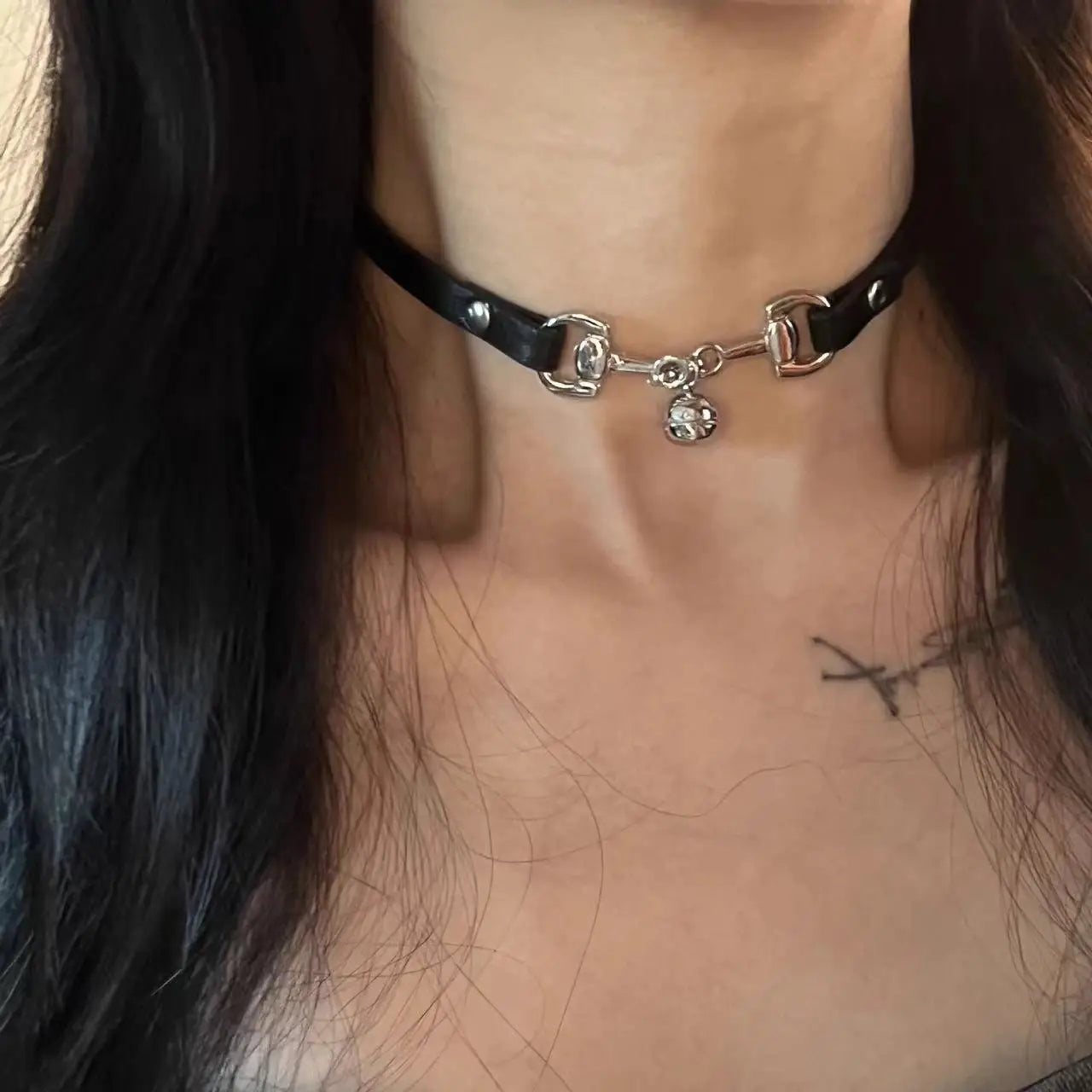 Vintage Y2K Necklace For Women Fashion Punk Pu Leather Choker Collar Chain Jewelry Goth Cool Stuff Couple Accessories N0485