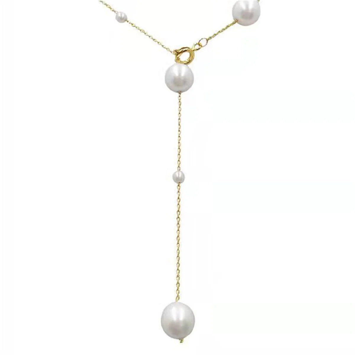 Minimalist Imitation Pearl Long Tassel Necklace For Women Ladies Elegant White Pearl Choker Clavicle Chain Wedding Party Jewelry