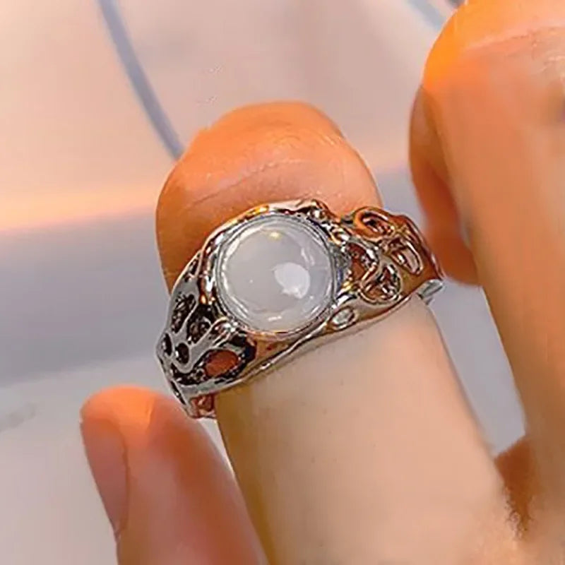 Trendy Y2K Crystal Heart Rings for Women Girls Irregular Adjustable Ring Punk Vintage Rings Set Fashion Party Jewelry Gifts