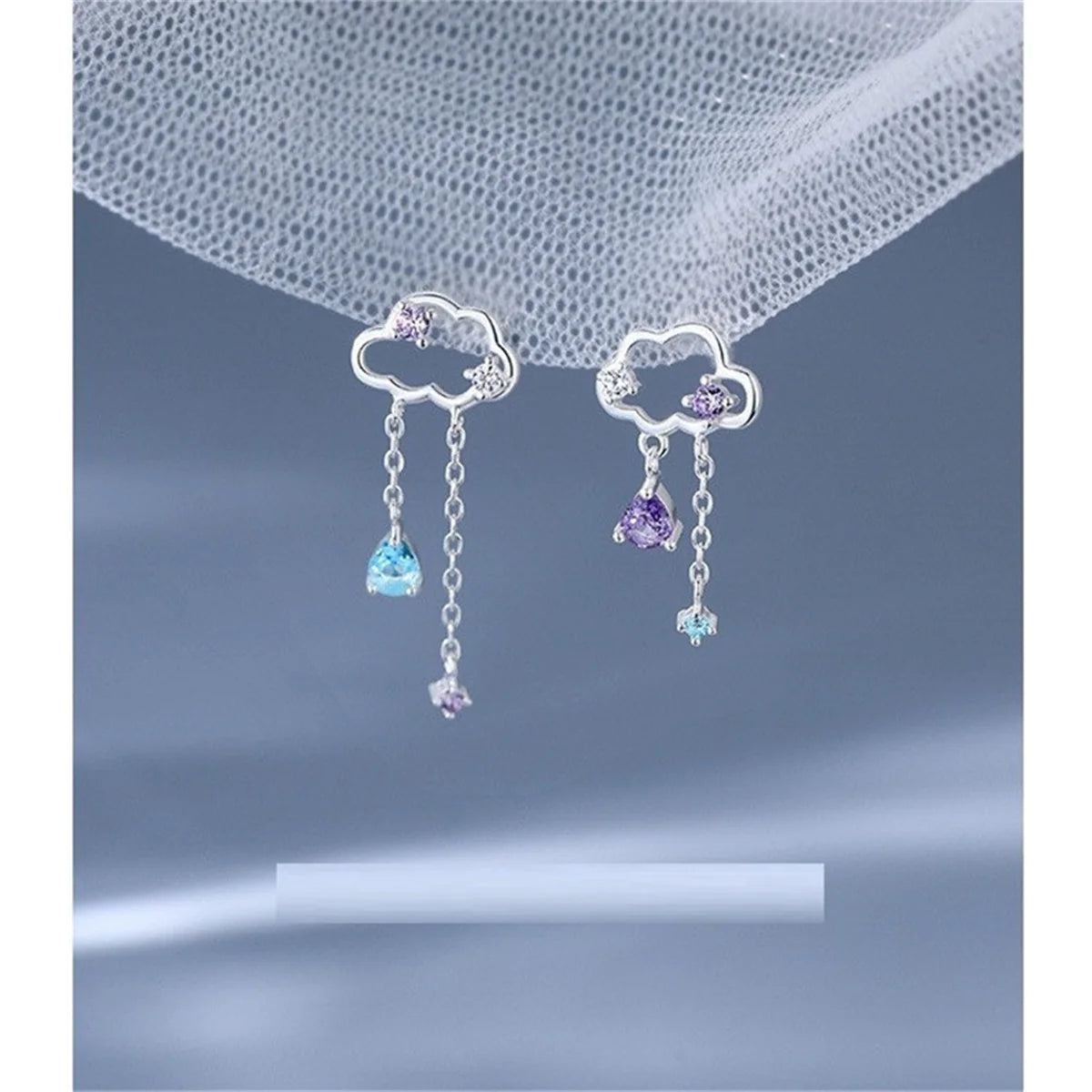 Korean Exquisite Planet Moon Butterfly Tassel Earrings for Women Sparkling Crystal Asymmetrical Drop Earrings Girl Party Jewelry