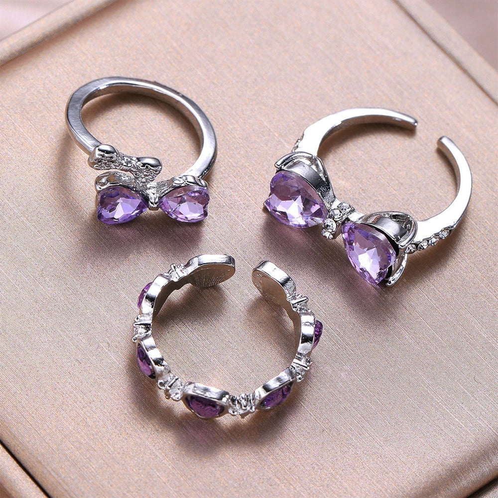 New Y2K Pink Crystal Irregular Heart Rings for Women Fashion Zircon Opening Finger Ring Sweet Girls Kpop Party Jewelry Gifts