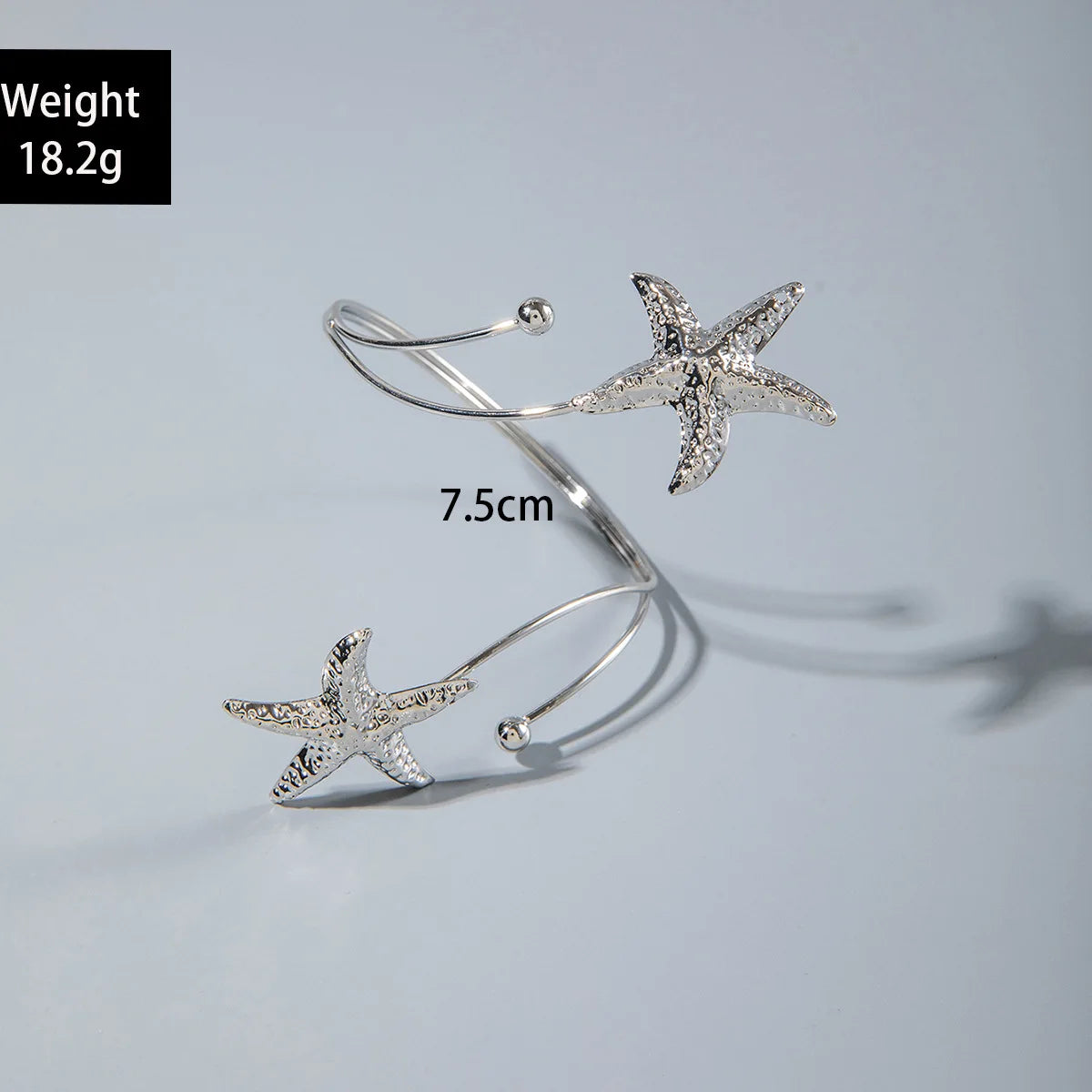 Bohemian Metal Starfish Open Arm Bracelet for Women String Leaf Wave Flower Ins Style Cuff Arm Bangle Beach Party Jewelry Gift