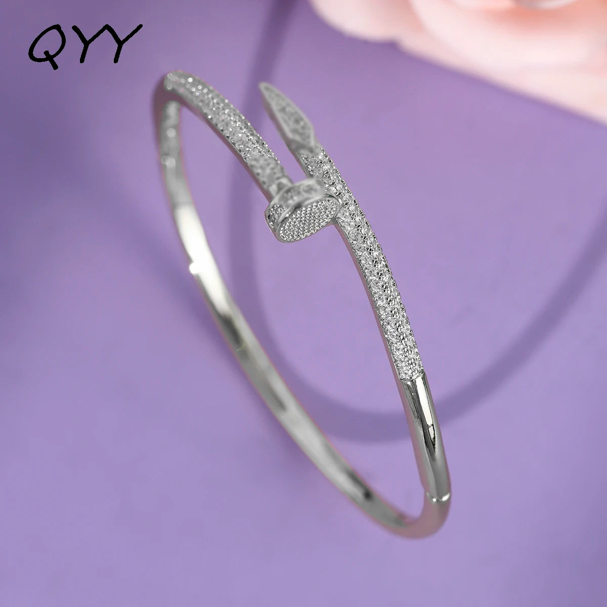 QYY Newest Copper with Zirconia Women's Bracelet Europe and United Daily Opening Bangles Holiday Show Jewelry Accessories