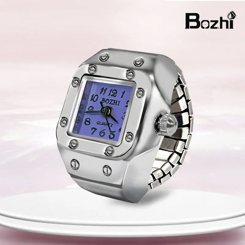 Y2K Punk Quartz Watch Rings for Couple Women Man Hip Hop Mini Elastic Stretchy Watch Finger Ring Retro Fashion Jewelry Gift