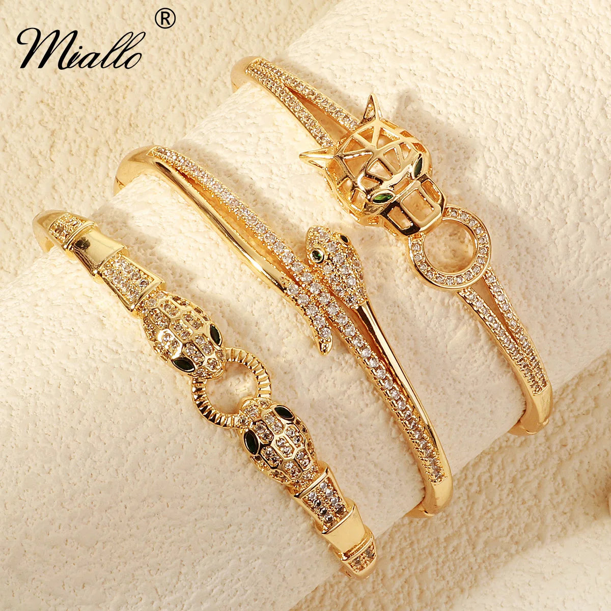 Trendy Stainless Steel Golden Snake Owl Zirconia Bracelet For Women Classic Animals Bangles Jewelry Accessories Summer As Gifts