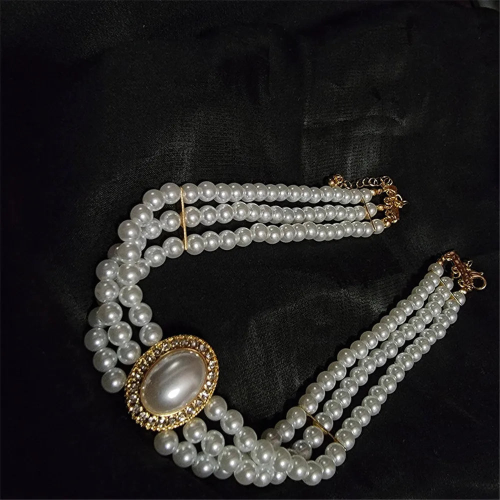Natural Pearl Necklace Fashion Vintage Elegant Versatile Multilayer Chokers for Women's Wedding Jewelry Gift Collarbone Chain