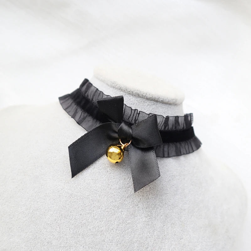 Fashion Choker Necklace For Women Sexy Black White Lace Stretch Strip Pendant Short Clavicle Gothic Necklace Aesthetic Jewelry