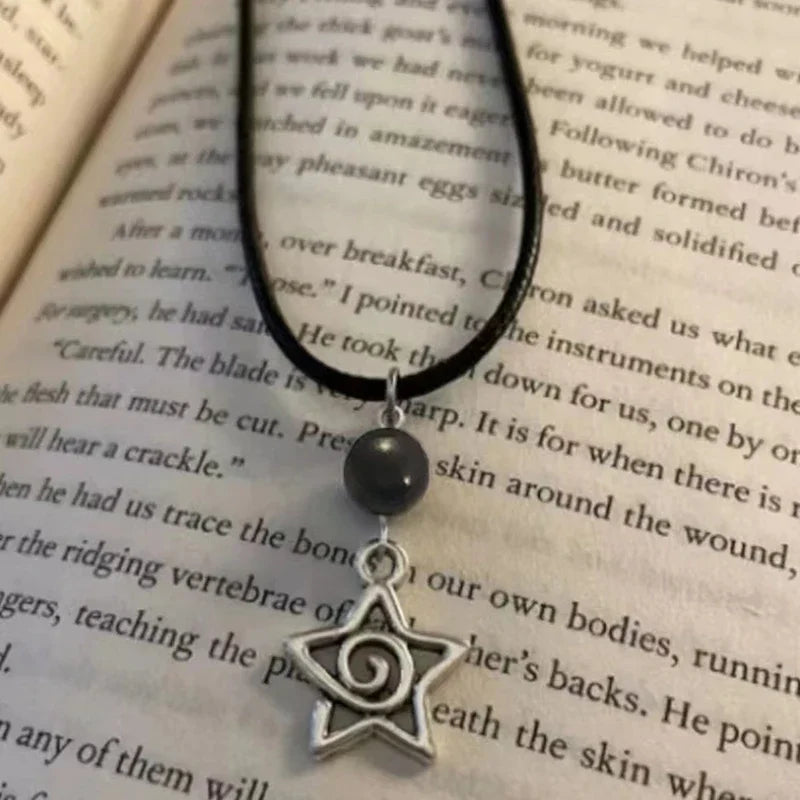 Black cord necklace, star charm, swirl, lobster clasp, adjustable, 18 inch,celestial gift