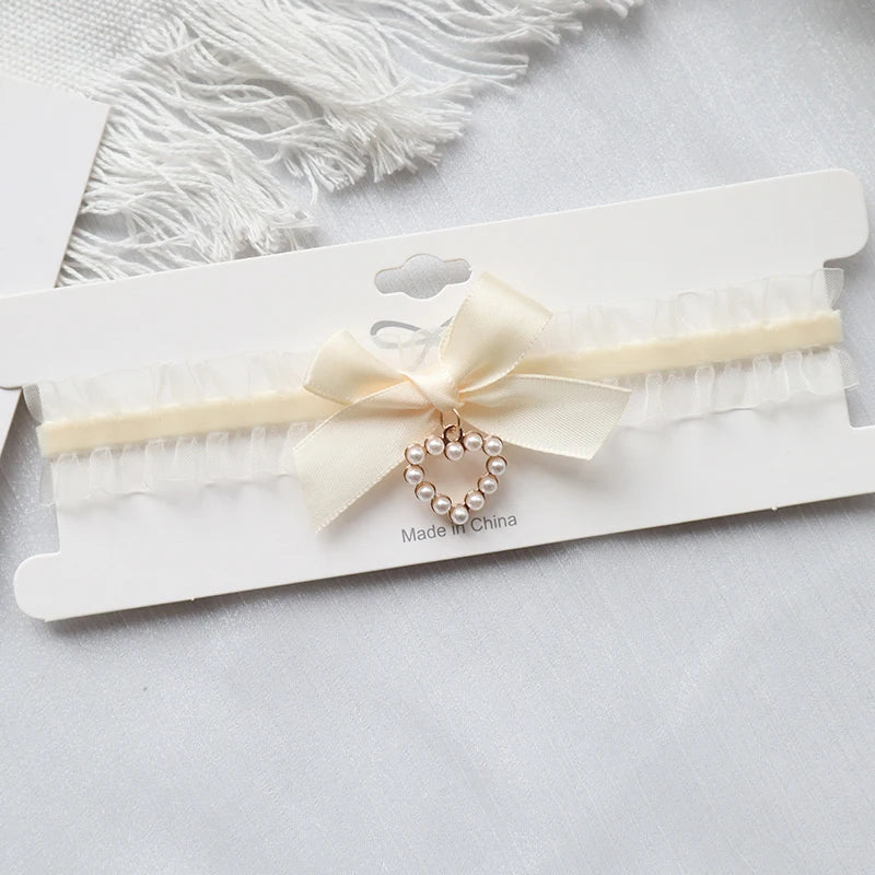 Fashion Choker Necklace For Women Sexy Black White Lace Stretch Strip Pendant Short Clavicle Gothic Necklace Aesthetic Jewelry