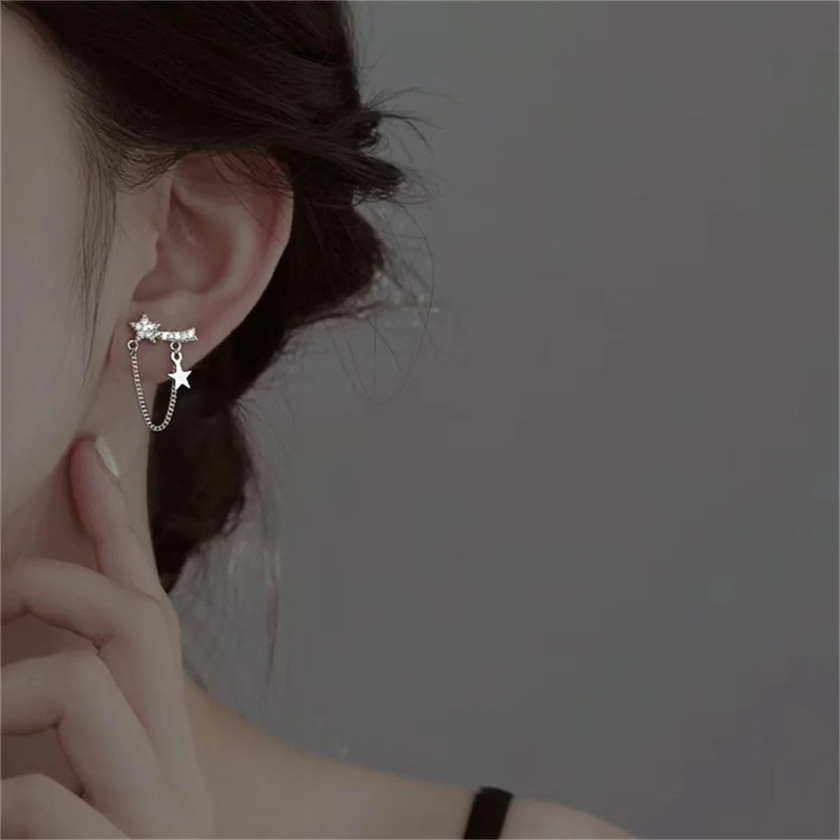 Korean Exquisite Planet Moon Butterfly Tassel Earrings for Women Sparkling Crystal Asymmetrical Drop Earrings Girl Party Jewelry