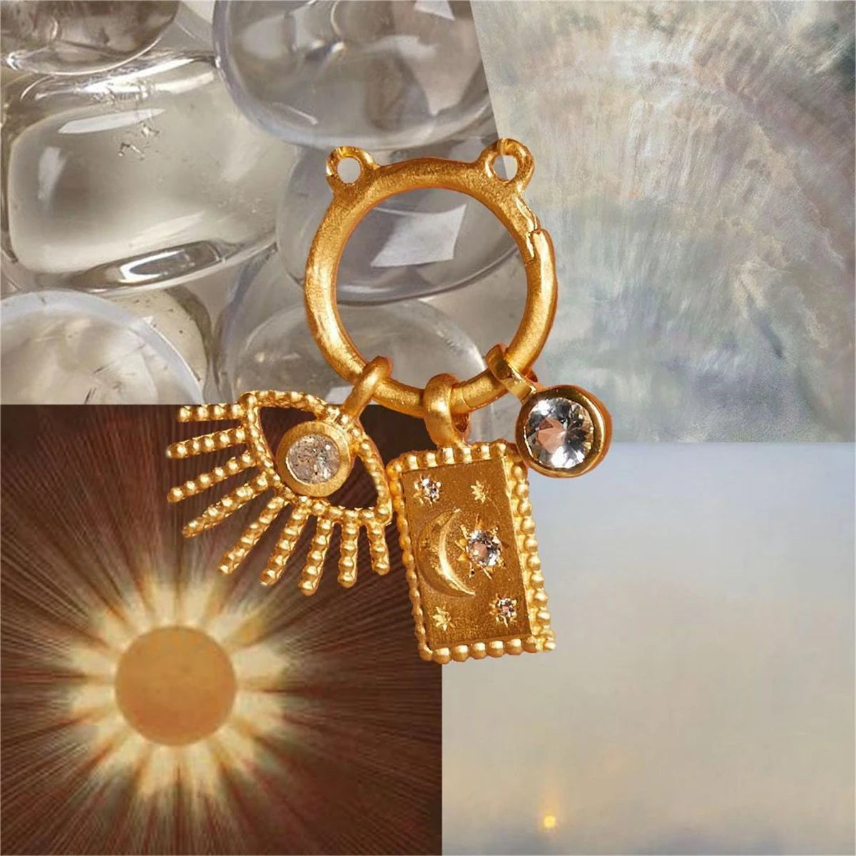 Classic element DIY pendant necklace, Sun Devil's Eye, Moon Twelfth Birthday stone necklace, gold-plated and color preserving