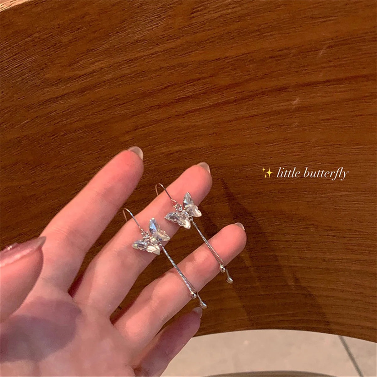 Korean Exquisite Planet Moon Butterfly Tassel Earrings for Women Sparkling Crystal Asymmetrical Drop Earrings Girl Party Jewelry