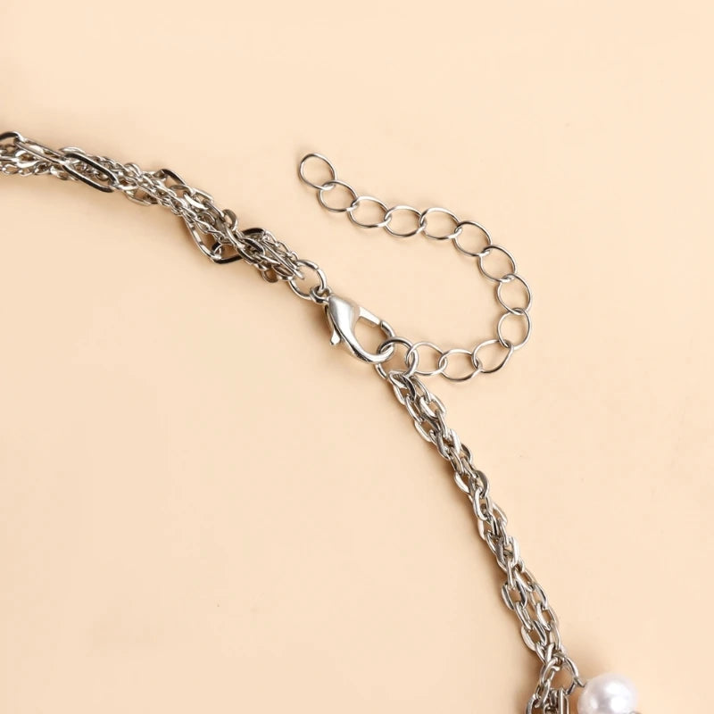 Layered Beaded Necklace with Distinctive Charm Chain Choker Necklaces Fashion Jewelry Gift for Women Girls F3MD