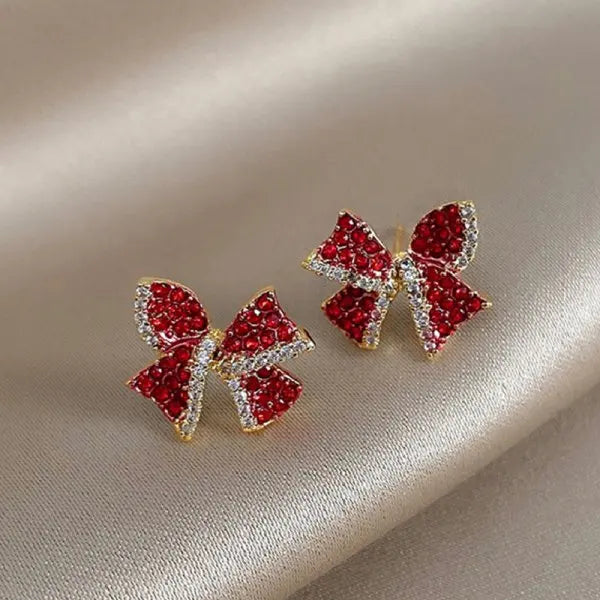 New Fashion Cute Red Zircon Cherry Stud Earrings Fashion Charm Crystal Party Birthday Holiday Gift