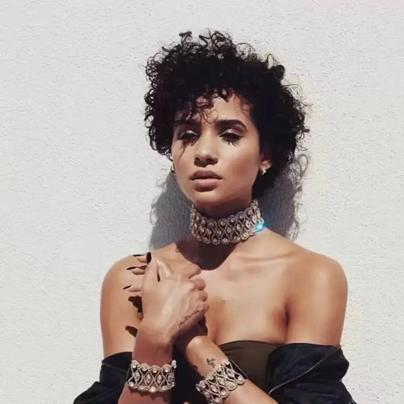 Fashionable luxury sparkling rhinestone necklace, European and American fashionable crystal collarbone chain, party jewelry