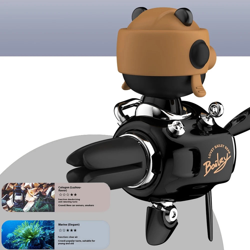 Car Aromatherapy Air Freshener Bear Pilot Rotating Propeller Aromatherapy Interior Perfume Diffuser Vent Fragrance Car Ornament