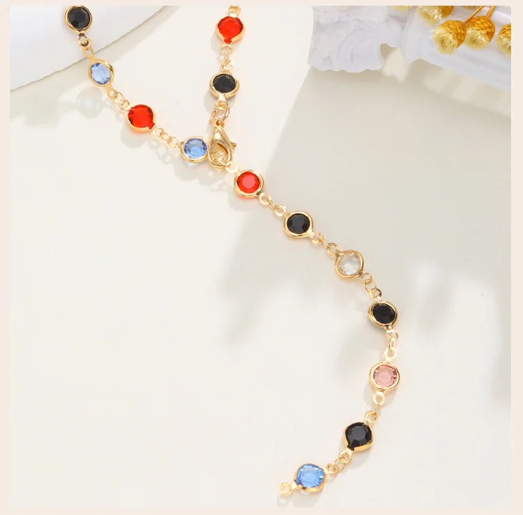 Long Y Shape Necklace, Multicolor Stone Beaded Chain Y2K Necklace for Women, Handmade Boho Summer Jewelry