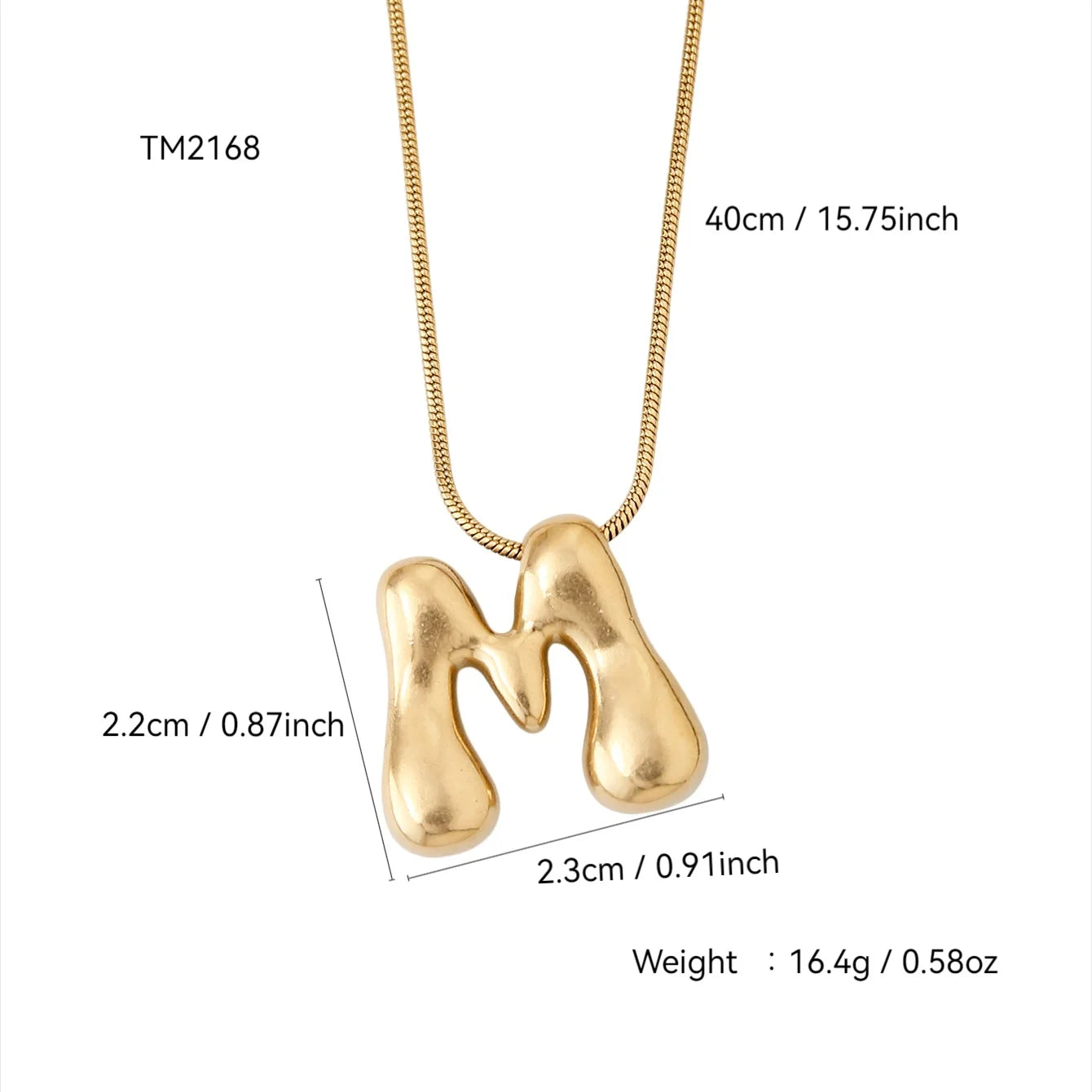 Korean Fashion Personality Cute Y2K Stainless Steel Plated 18K Gold, Q Version Of The Letter Pendant Necklace For Men And Women