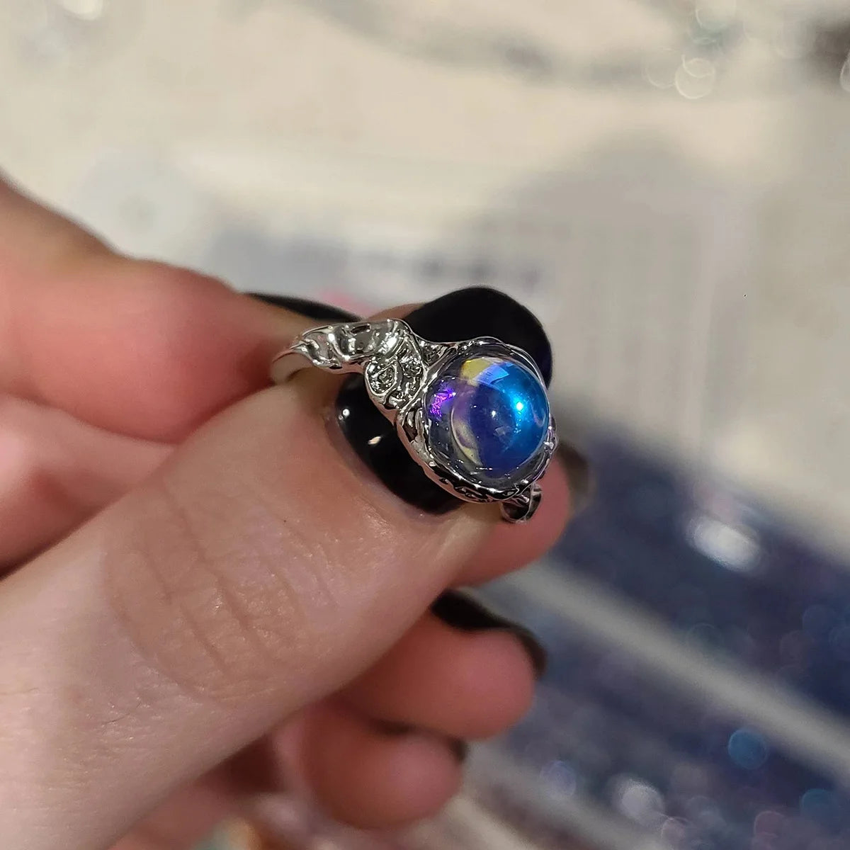 New Y2K Crystal Rings Kpop Heart Adjustable Ring Irregular Geometry Punk Vintage Rings Set for Women Girls 2024 Fashion Jewelry