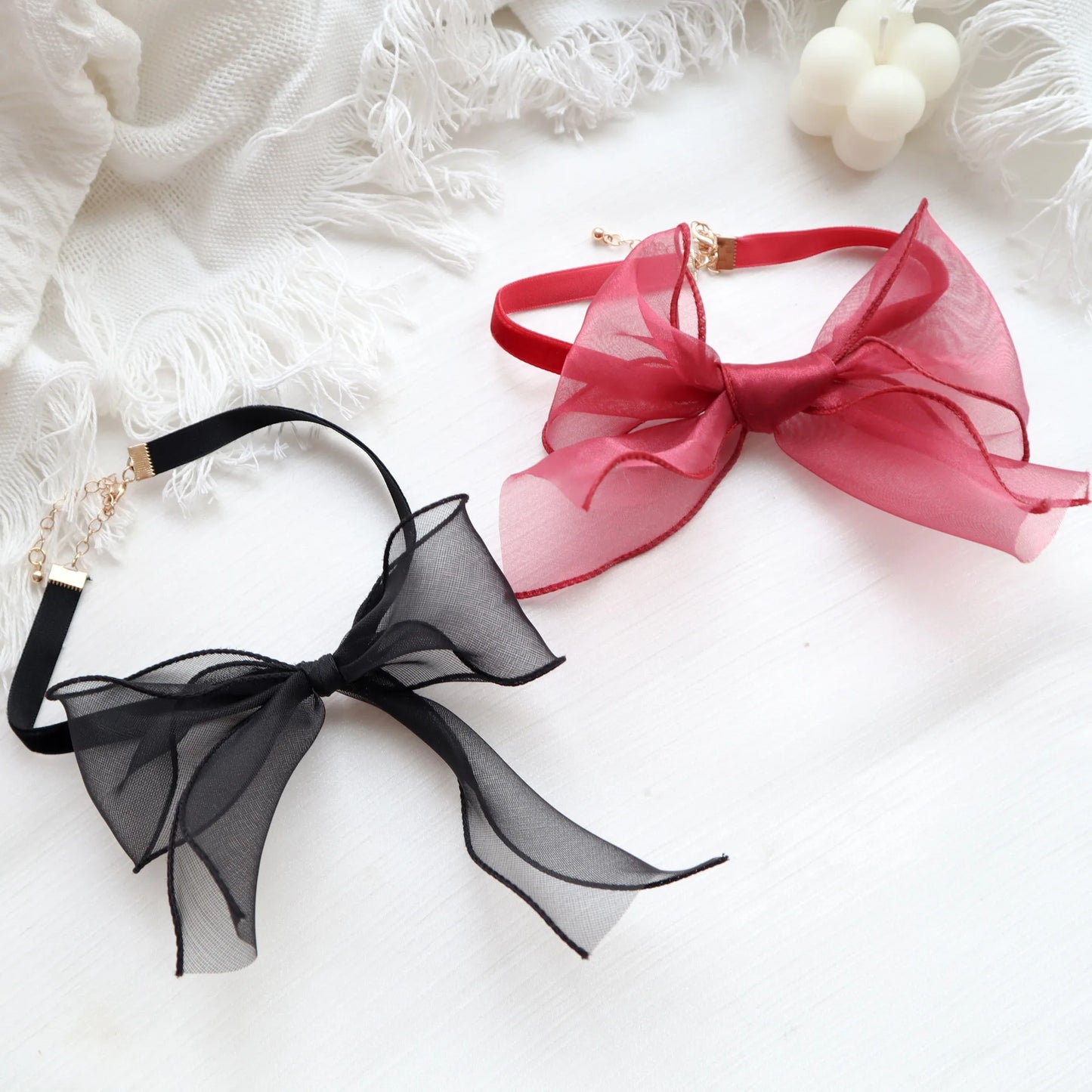 Fashion Choker Necklace For Women Sexy Black White Lace Stretch Strip Pendant Short Clavicle Gothic Necklace Aesthetic Jewelry