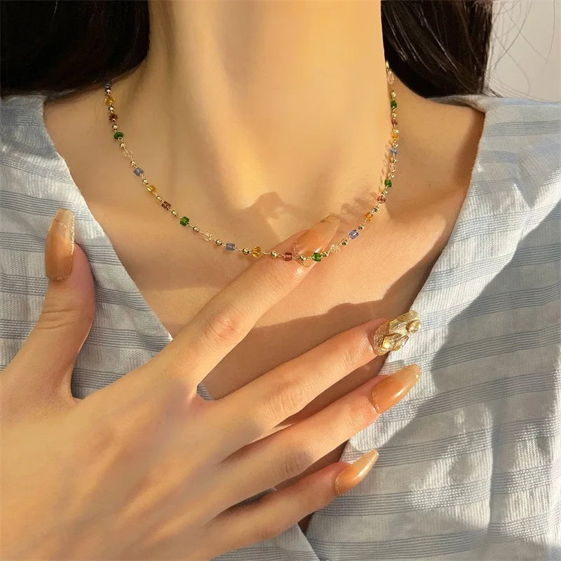 Necklace for Women Bohemian Colorful Beaded Fashion Jewelry Set On The Neck Party  Choker Chain  Femme Handwork Gift Daily