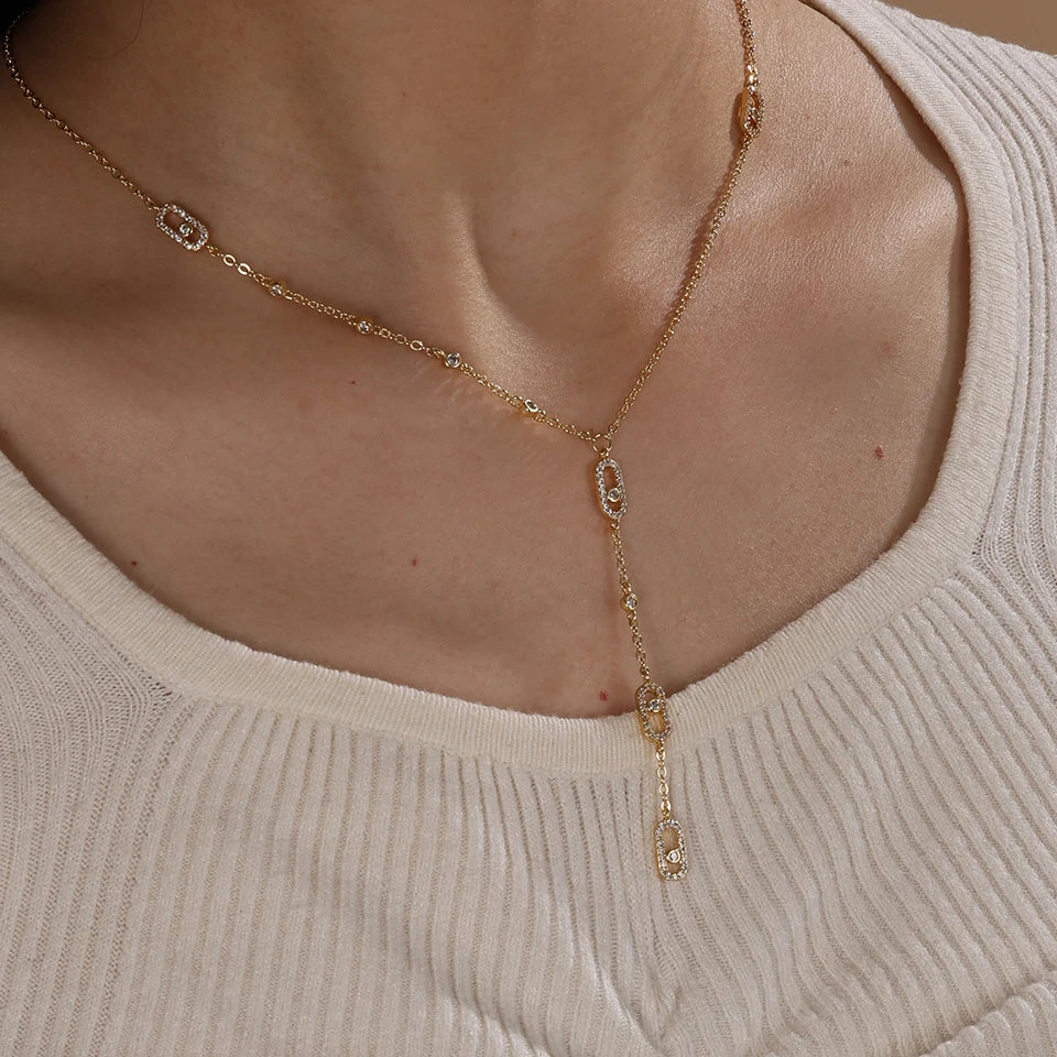 Classic Geometry Three Eye Pendant Tassel Neck Chain Clavicle Chain Necklace