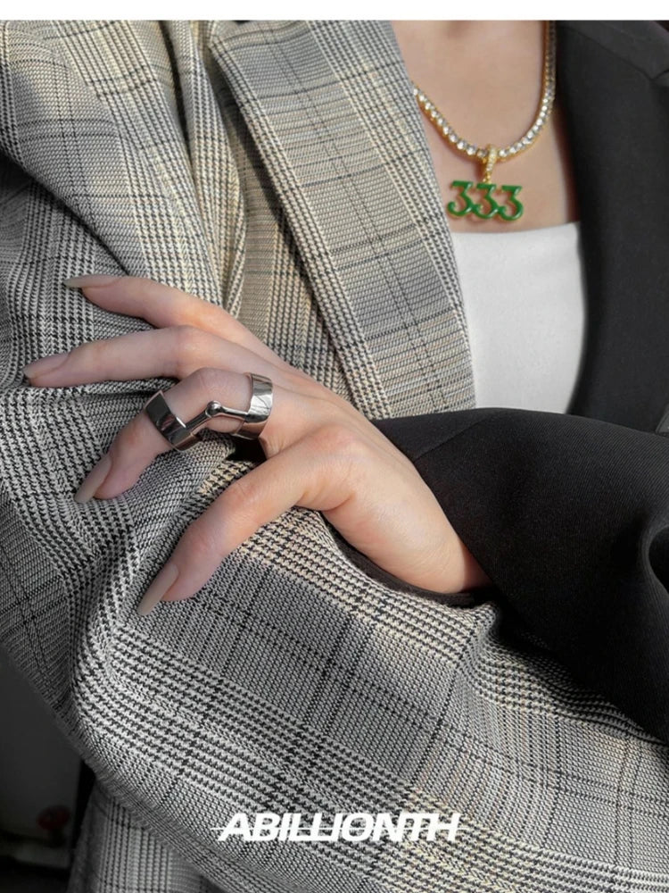 Punk Y2K Simple Vintage Geometric Bendable Metal Two Tone Ring Women Girls Party Jewelry Gift