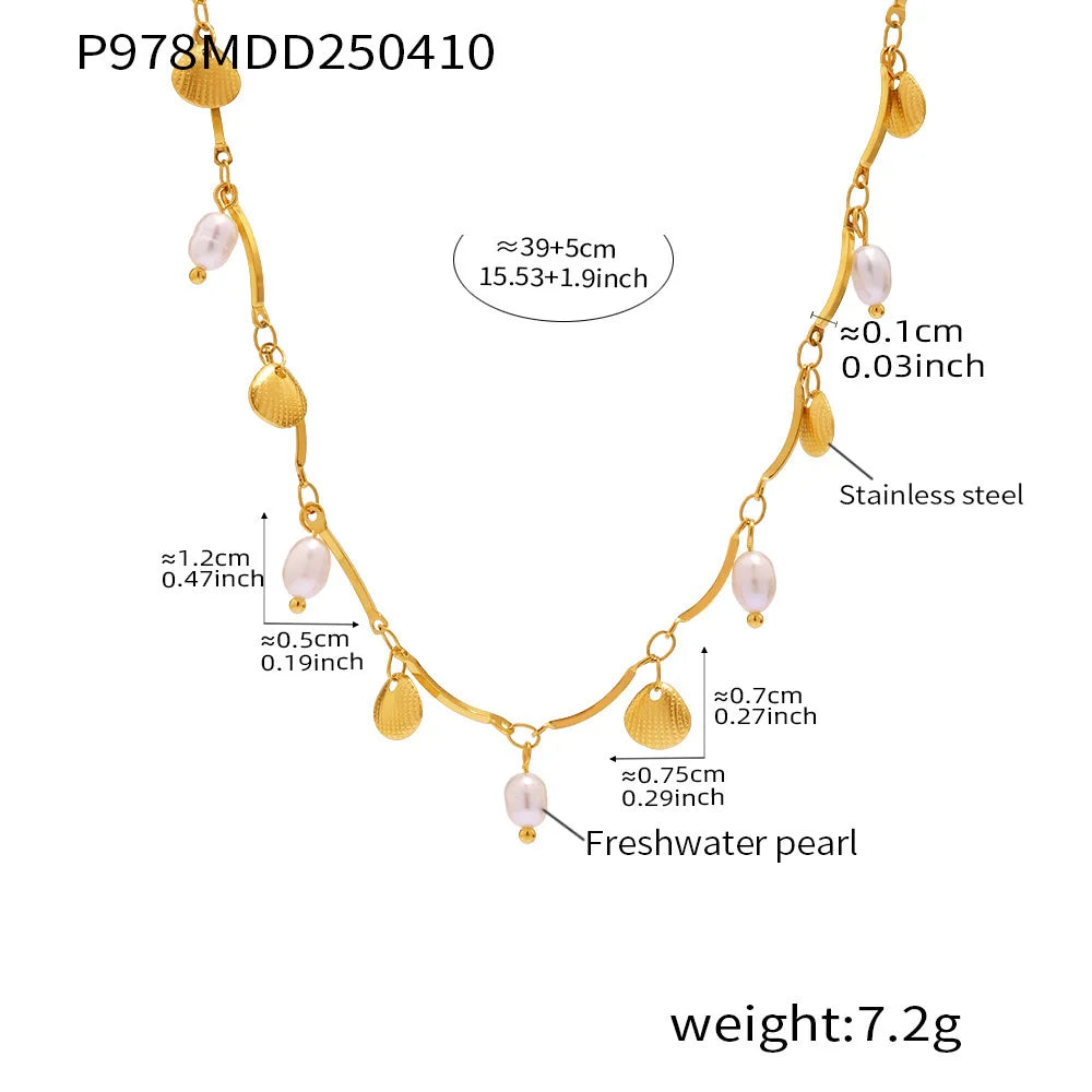 2025 New Necklace For Women Light Luxury Pearl Shell Design Clavicle Chain Beach Neck Decoration Chain Jewelry Neck Accessories