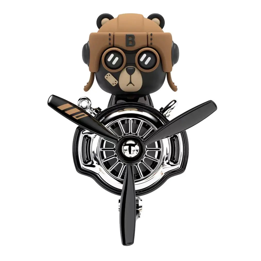 Car Aromatherapy Air Freshener Bear Pilot Rotating Propeller Aromatherapy Interior Perfume Diffuser Vent Fragrance Car Ornament