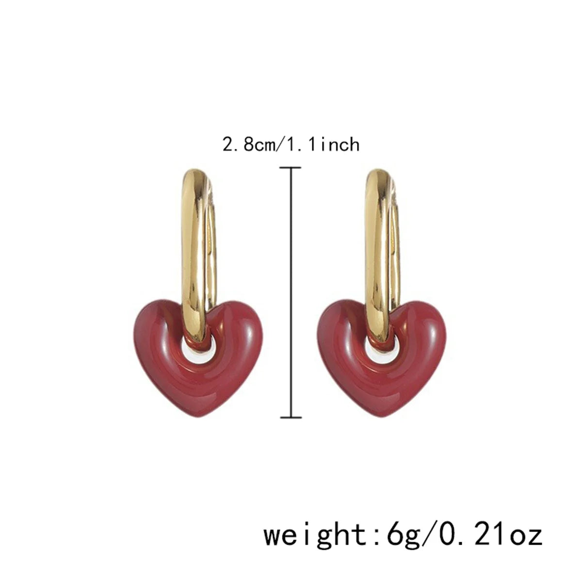 Vintage Trendy Red Enamel Geometric Round Heart Stud Earrings For Women Light Luxury Imitation Pearl Square Oval Earring Jewelry