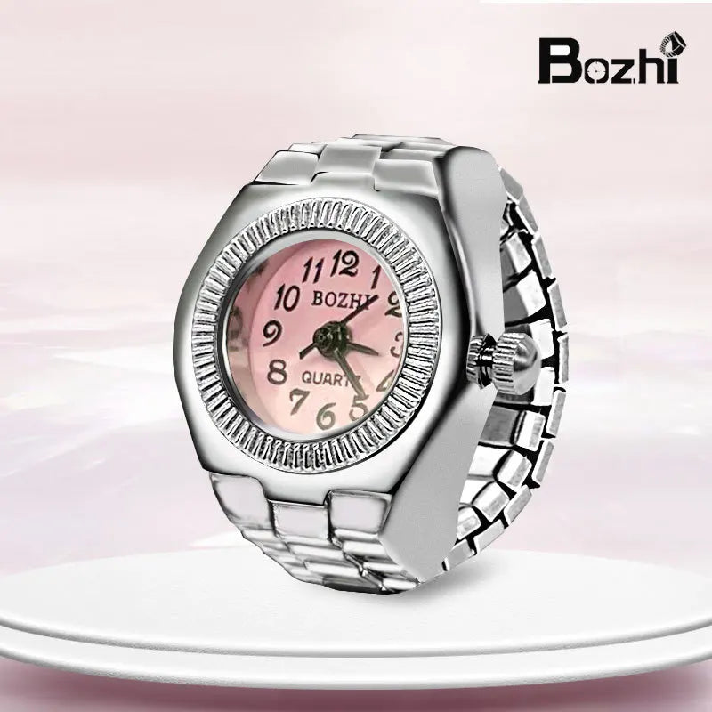 Y2K Punk Quartz Watch Rings for Couple Women Man Hip Hop Mini Elastic Stretchy Watch Finger Ring Retro Fashion Jewelry Gift