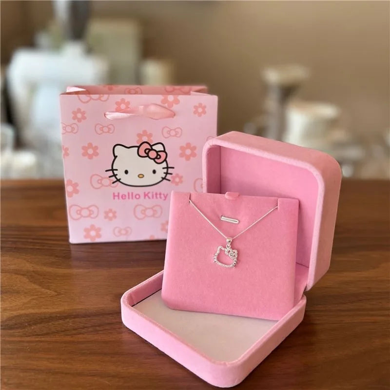 Hello Kitty Necklace for Girls Fashion Jewelry Accessories Aesthetic Neck Pendants Y2K Kawaii Sanrio Charms Chain Christmas Gift