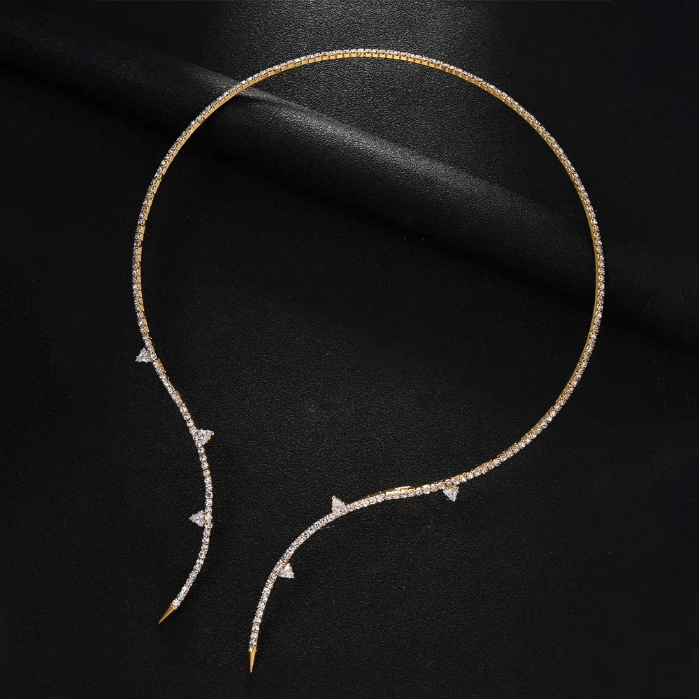 Stonefans Geometry Jewelry Necklace Y2k for Women Crystal Wedding Banquet Clavicle Fashion Choker Necklaces Accessories Vintage