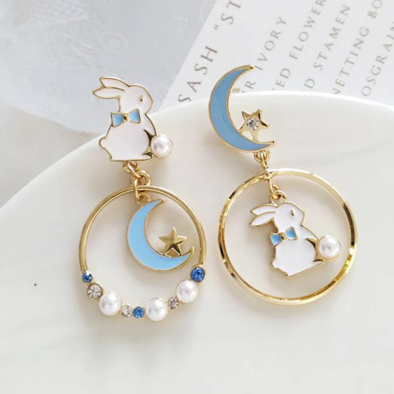 Cute Enamel Cat Balloon Stud Earrings for Women Fashion Drop Rabbit Flower Heart Colorful Jewelry Dangle Wedding Party Girl Gift