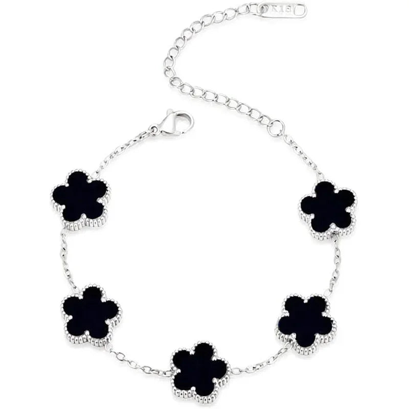 New Fashion Clover Bracelet Women Girls Gold Silver Stainless Steel Five Leaf Flower Dainty Luxury Lucky Link Bracelets Jewelry