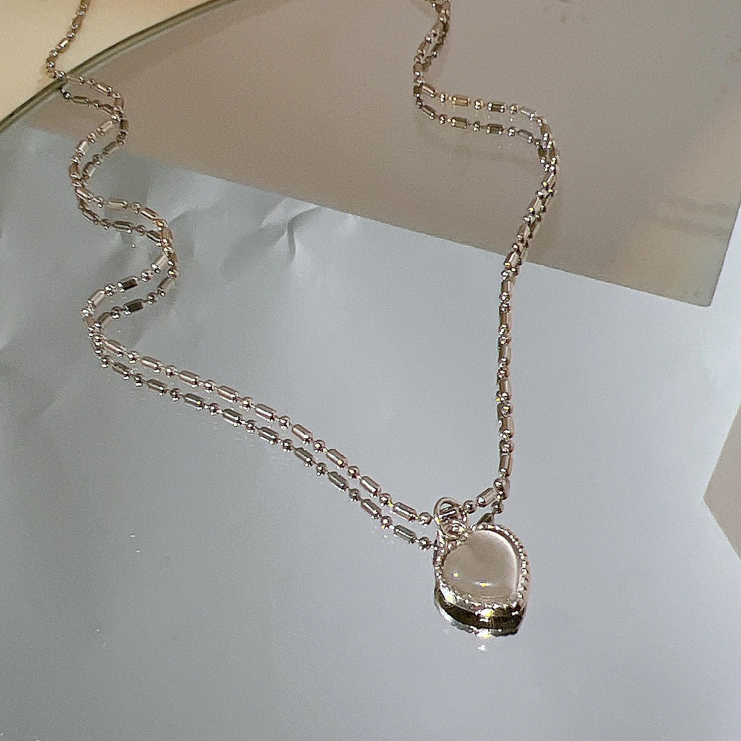 Y2K Crystal Pendant Necklaces New Fashion Silver Color Drop Necklace for Women Girls Light Luxury Clavicle Chain Jewelry 17KM