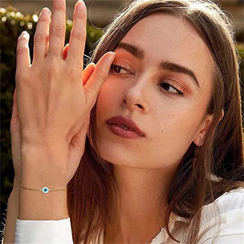 Fashion Turkish Evil Eye Gold Color Bracelet For Women Men Handmade Zircon Waist Chains Set Good Luck Party Jewelry Trendy Gift